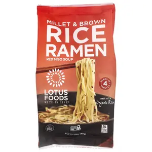 Lotus Foods Millet & Brown Rice Ramen, Red Miso Soup, 2.8 oz (80 g)