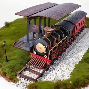 3D Wooden Steam Train Model Kit, Retro UV Color, DIY Stress Relief for Adults, Handmade Decorative Gift for Teens & Adults