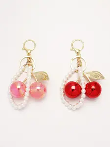 2pc Keychain Cherry Pearl Wallet Charm, Handbag Accessories, Cherry Bag Pendant, Women's Romantic Valentine's Day Gift, Keychain for Bags