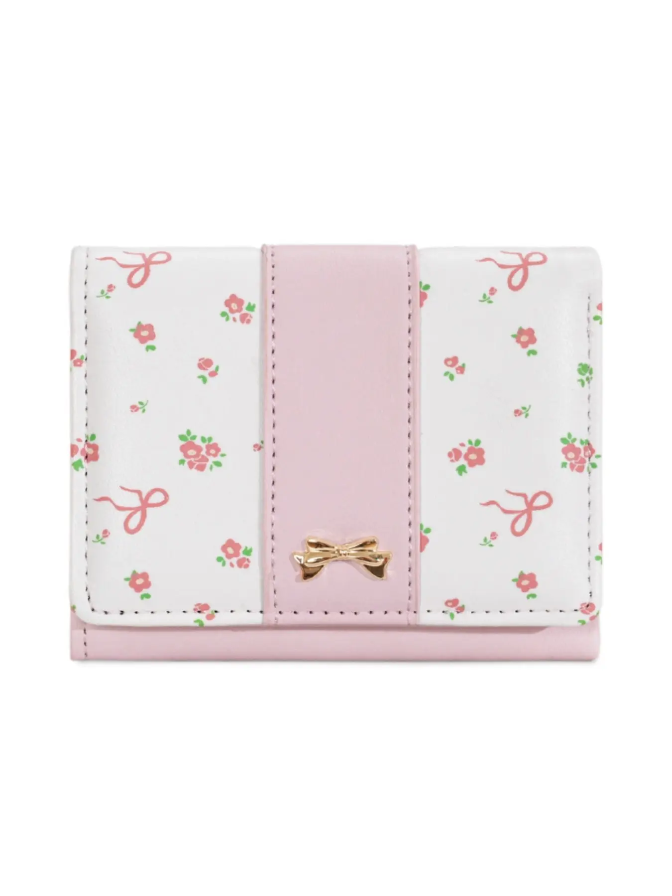 Cute Print Stylish Wallet for Women & Girls, Cute Wallets, Korean Bow Button Zipper Wallet Design with Card Slots, Casual Plain Style Zippered Coin Pouch Coin Purse for All Seasons