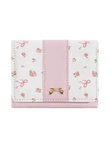 Cute Print Stylish Wallet for Women & Girls, Korean Bow Button Design with Card Slots, Casual Plain Style Coin Purse for All Seasons