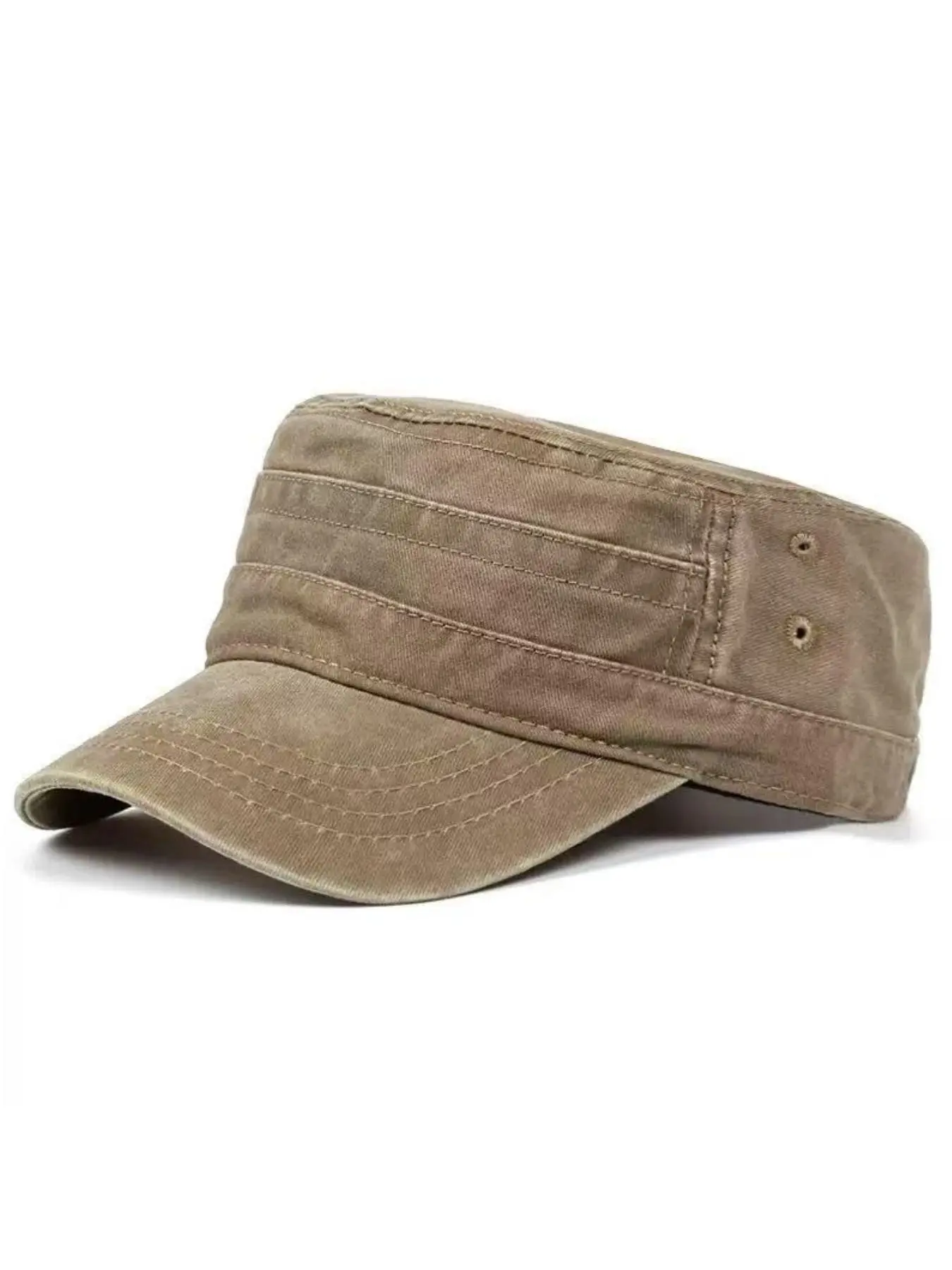 Unisex Outdoor Flat Top Army Cap Men, Stylish Solid Color Sun Protection Hat, Retro Design Adjustable Comfortable Fit for Everyday Wear, Streetwear Cap