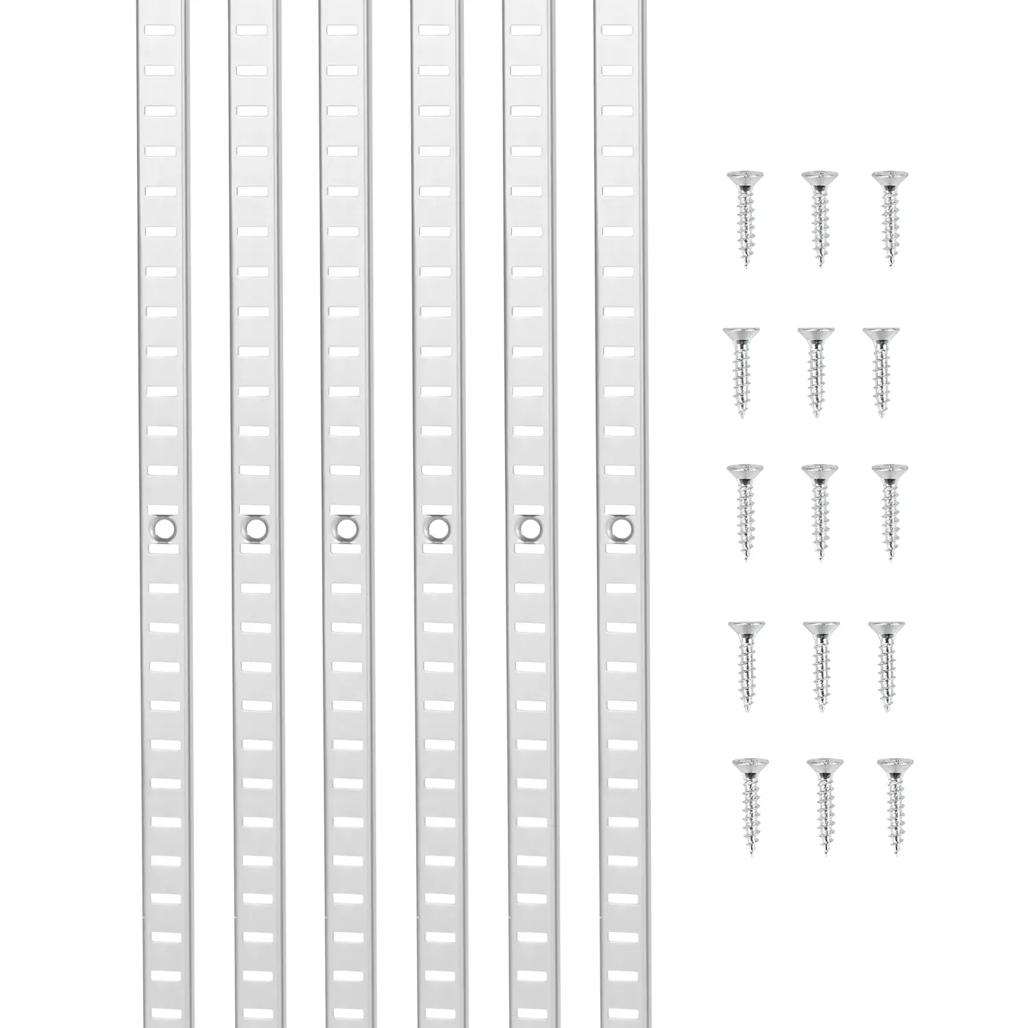 【DealsForYouDays】VEVOR SPCC Stainless Steel Mortise Mount Shelf Pilaster Strips & Screws, 20-Pack 72.7-in Adjustable Brackets (140 Screws), Durable, Flexible Size, Max Storage for Wall Shelving, Cabinets, Closet Organization, Home Office