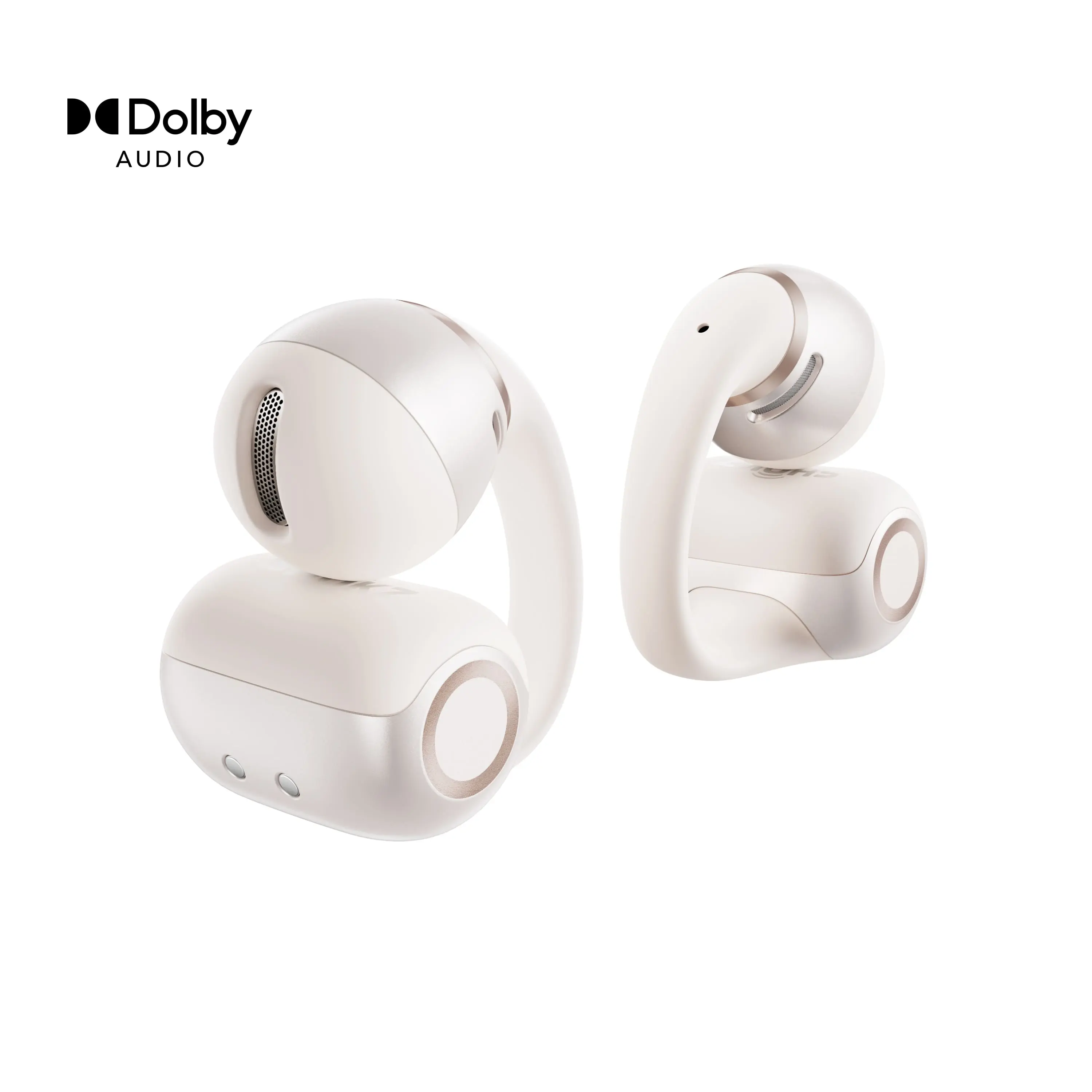 Shokz - OpenDots 2 Open-Ear Clip On True Wireless Bluetooth Earbuds - Pearl White