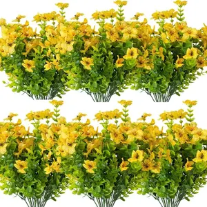 12 Bundles Artificial Flowers, UV Resistant Faux Silk, Long Lasting Decorative Colorful Realistic Fake Plants, Spring Decor for Porch, Patio, Home Garden