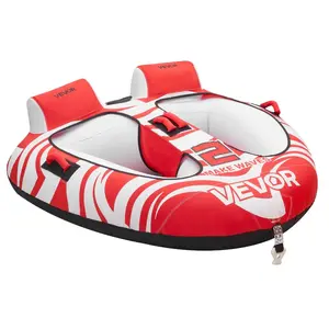 VEVOR Towable Tubes for Boating, 2-Rider Inflatable Boat Tubes and Towables, 340 lbs Capacity Water Sport Tubes for Boat to Pull - with 2 Cockpits, Full Nylon Cover, Padded Grab Handles Safety Valve