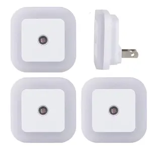 Plug-in Led Night Light with Auto Dusk to Dawn Sensor,Adjustable Brightness Warm White Lights for Hallway,Bedroom, Kids Room, Kitchen, Stairway, 4 Pack