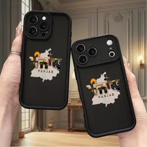 Phone Case with Printed Pattern of Punjab Map and Related Elements, TPU Material, Anti-Slip and Shockproof, Compatible with iPhone 17 AIR 17/16/15/14/13/12/11 PRO PROMAX X XS E PLUS, T695
