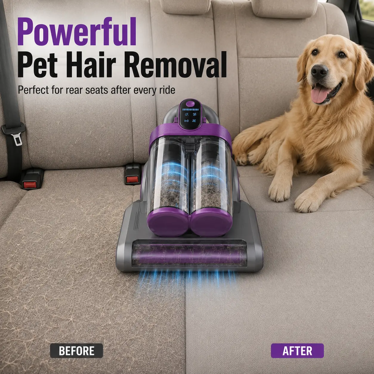 Cordless Handheld Vacuum Cleaner, 20kPa High-Suction Wet-Dry Vacuum with Dual-Cup Anti-Mite Design, 253.7nm UV Light, 80000rpm Ultrasonic Tech, 4-in-1 Multi-Functional for Home, Car, Pet Hair Cleaning (Mattress-Focused)