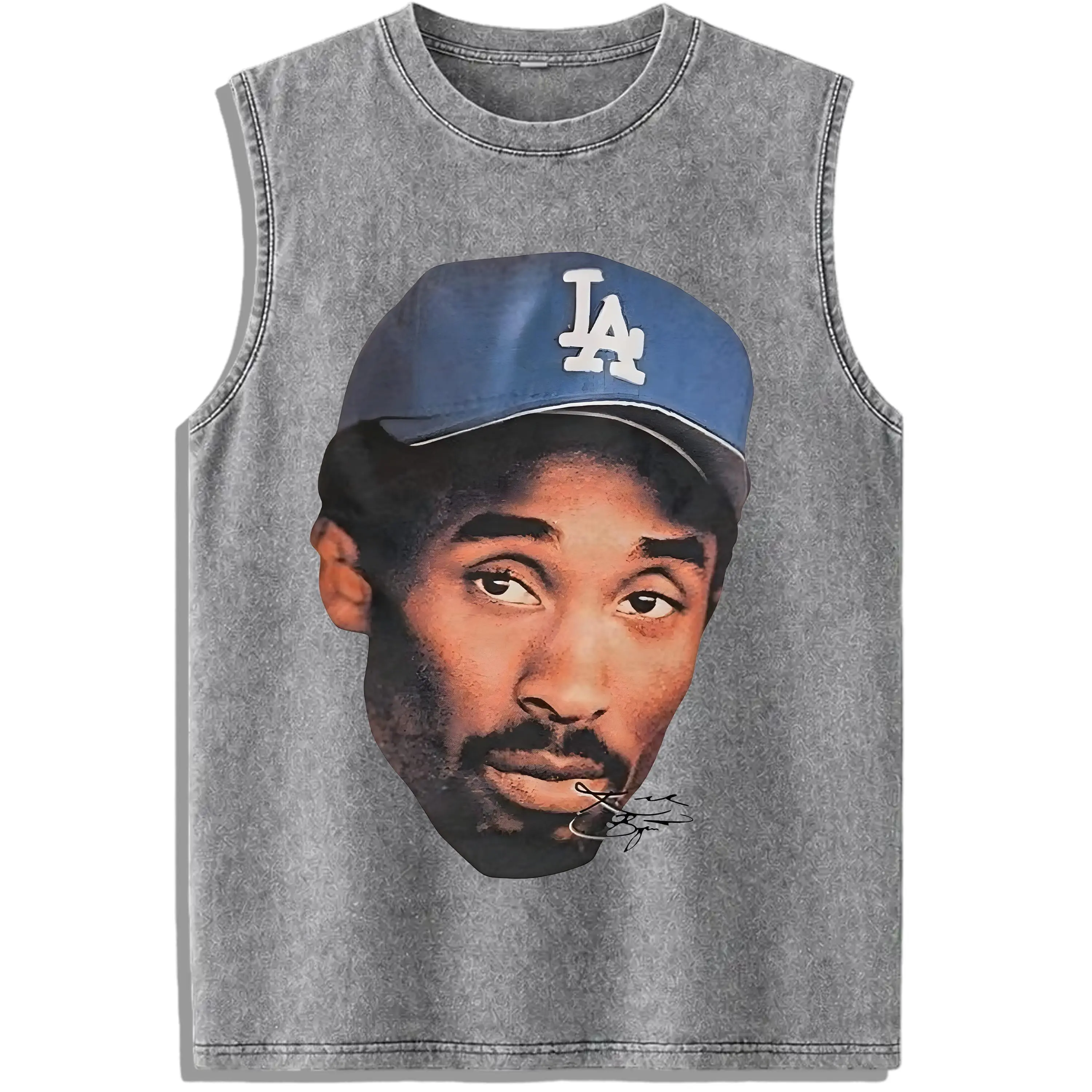 Kobe LA Inspired Vintage Graphic washed vest Heavy Cotton Basketball 90's Styled Shirt