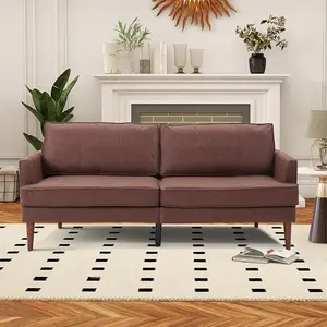 【Summer Sale】EBELLO Sofa Bed, Faux Leather Sleeper Sofa with Soft Padded Seat and Wooden Frame, Convertible Futon for Living Room