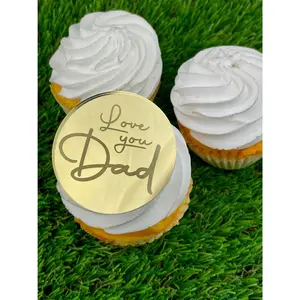 Love You Dad Father's Day - Acrylic Cupcake Charms/Toppers (Set of 6)