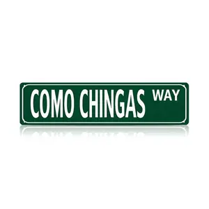 Funny Spanglish Vintage Wall Decor – COMO CHINGAS WAY Street Sign (16*4 Inch) – Humor Metal Sign Wall Art for Porch, Home, Bar, Garden & Patio, Easy-Hanging Outdoor Decoration, Christmas Gift, Family Wall Decor, Regular Stop Sign
