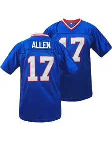 Men's Blue Football Jersey #17 Retro Blue Mesh Embroidery Sport Jersey:Allen V-neck Short Sleeves Breathable Sports T-shirt for Training and Competition Soccer Jersey