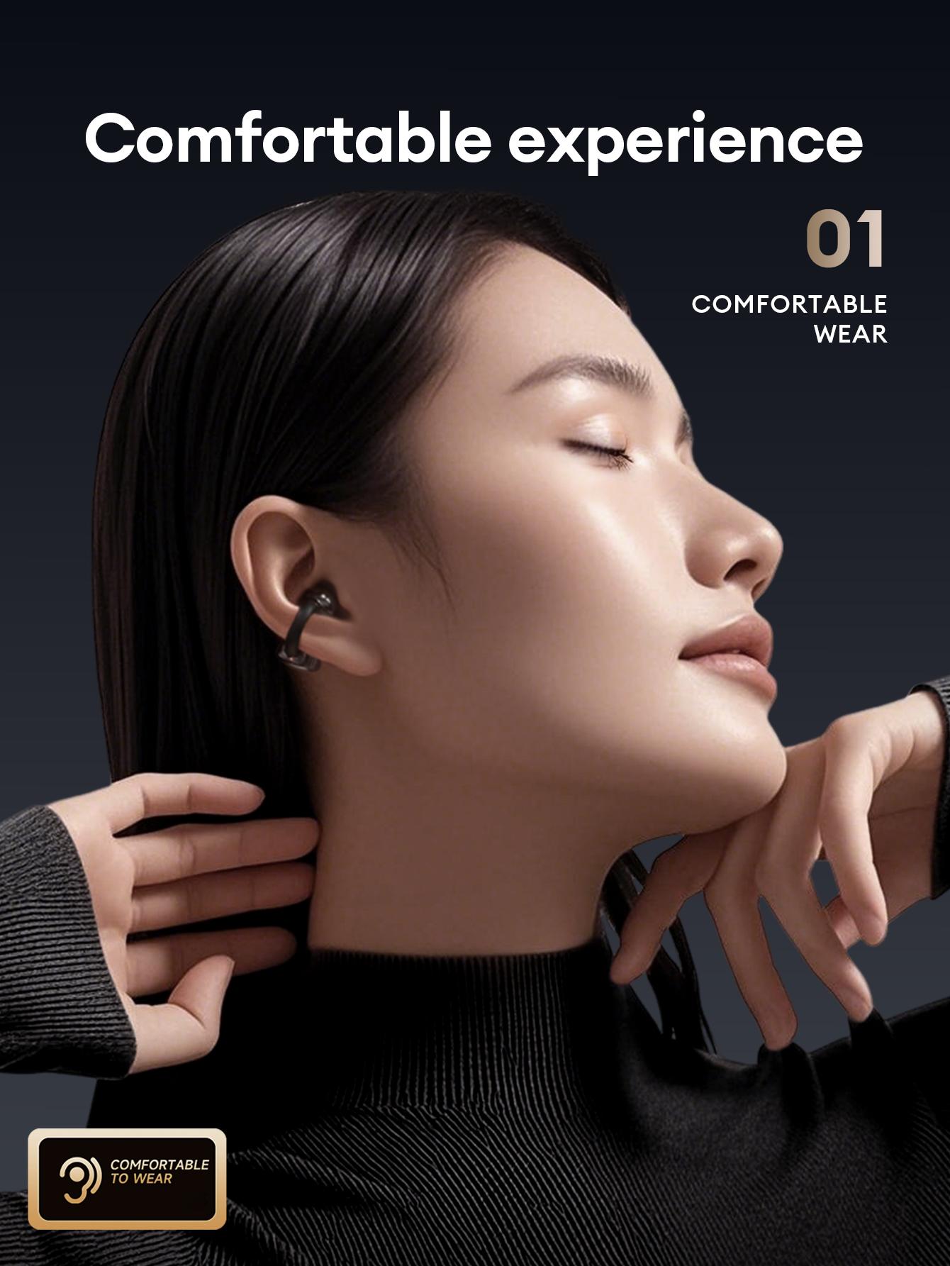 AOC ACD1501 Clip-On Wireless Headphones with 2025 Bluetooth 6.0, Faster & Stable Connection, Low Power Use, IPX5 Waterproof Audio Earbuds for Music & Calls, Comfortable for Sports & Workouts