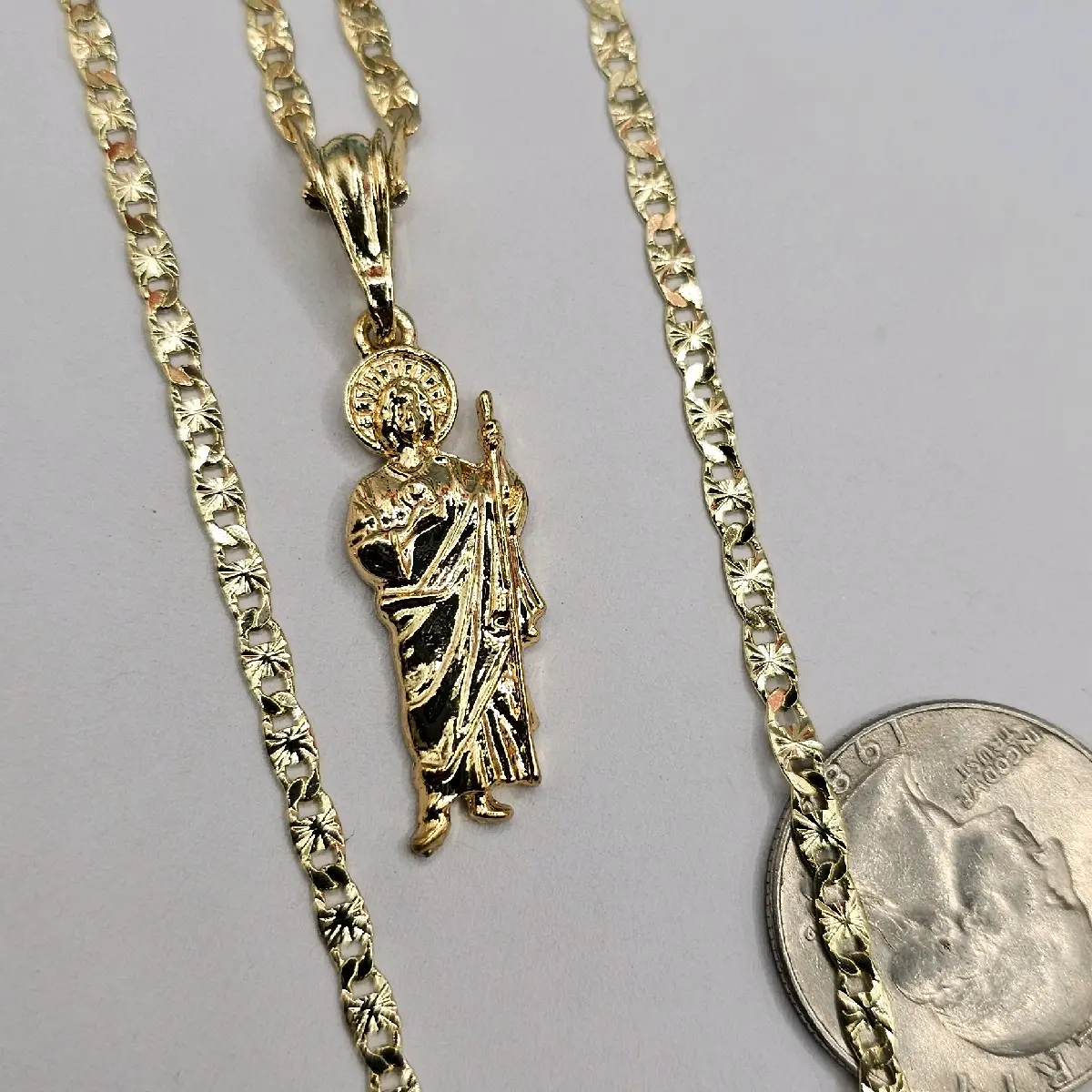 saint jude gold plated chain small zise 18"inches 24"inches