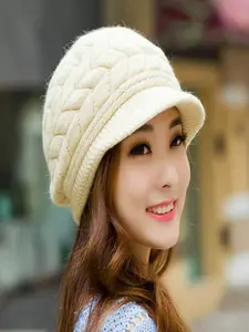 Women's Outdoor Thick Warm Knit Beanie, Retro Solid Color Knitted Beret Hat, Lightweight and Windproof, Perfect for Winter and Fall, Knitting Beanie