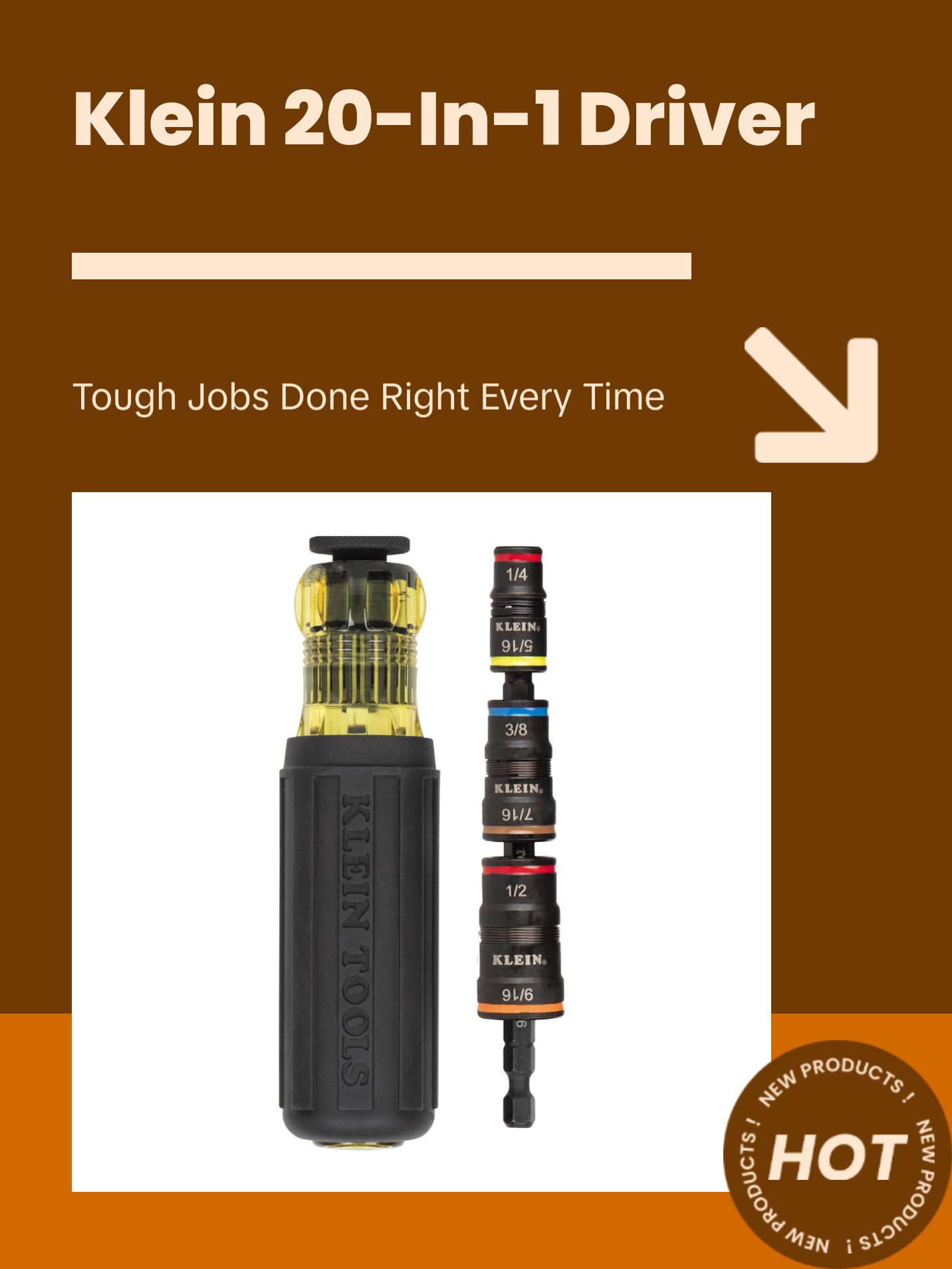 Klein Tools 32303HD 20-in-1 Impact Driver Set with Screwdriver Bits and Flip Sockets