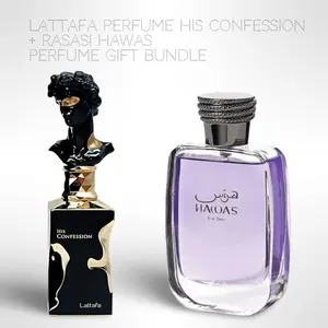 Lattafa Perfume His Confession + Rasasi Hawas 100ml (3.4 Fl oz) Long Lasting Perfume - Value Bundle - Fragrance Gift Bundle