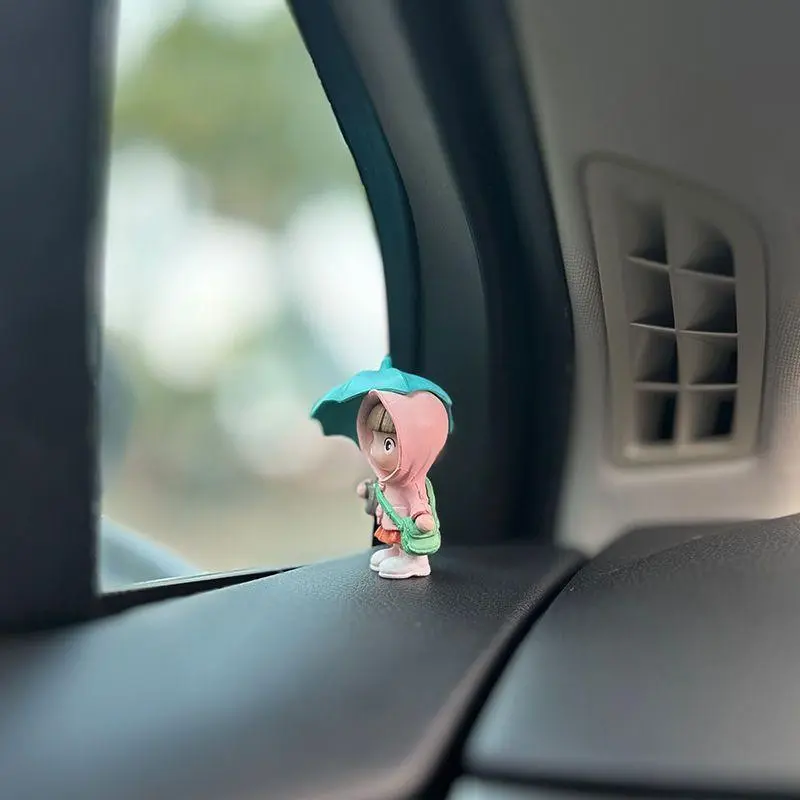 2026 New Cute Raincoat Umbrella Boy Girl Doll Small Ornament Desktop Decoration Doll Accessories Gift Children's Toys Micro Landscap