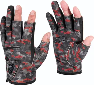 3-Cut Finger Fishing Gloves, Anti-Slip, Breathable & High-Stretch, Durable Polyester Fingerless Mittens for Men & Women, Lightweight Angler Gear for Saltwater & Freshwater