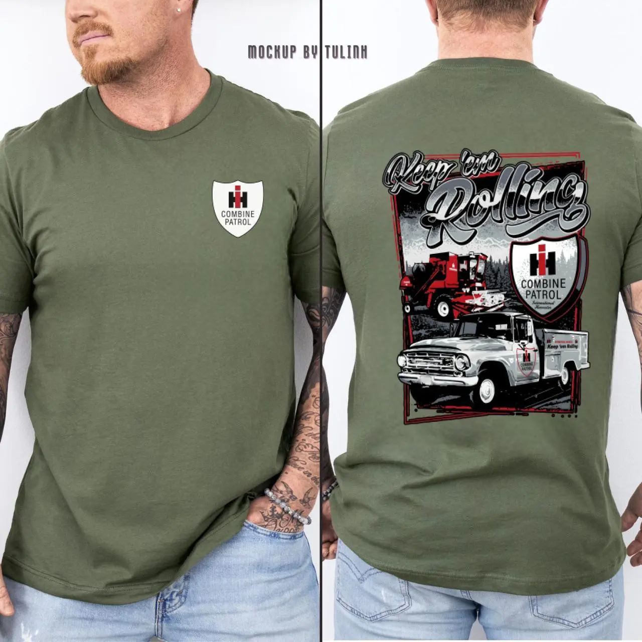 Keep Em Rollin IH Shirt, International Harvester Combine Patrol Graphic Tee, Ultra Cotton Farm Workwear, Retro IHC Tractor Apparel, Unisex Short Sleeve Top.