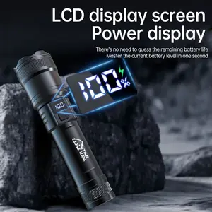 TANLOOK High Lumens Rechargeable Digital Display Flashlight with LCD Screen Super Bright Torch for Camping Hiking