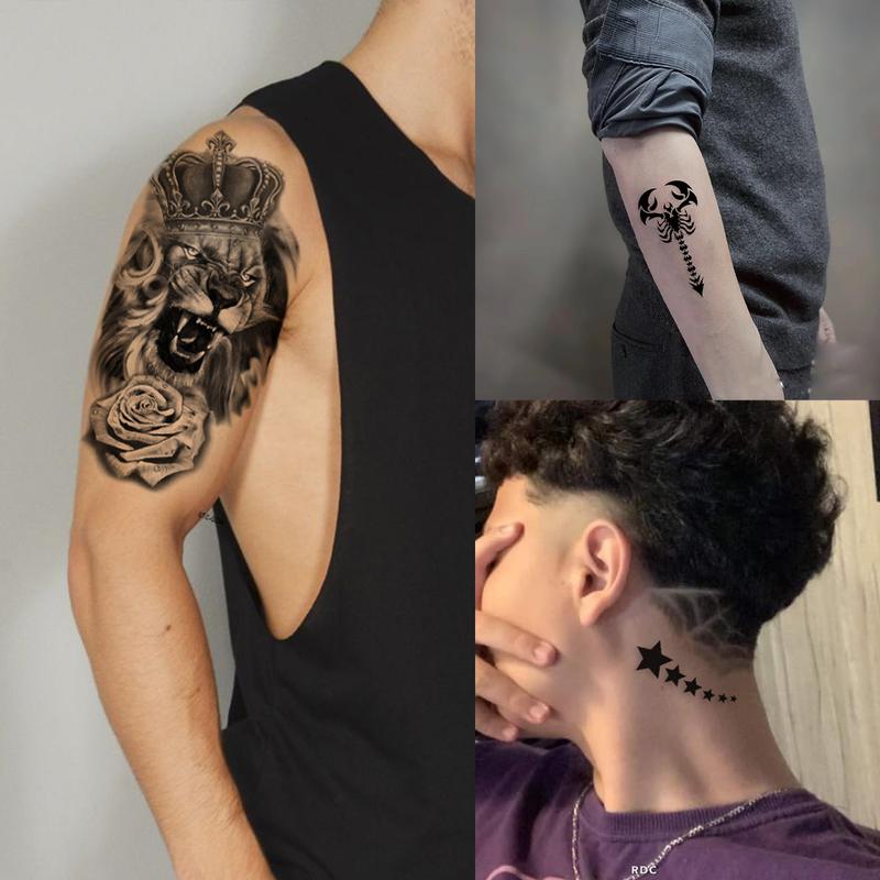 36 Sheets Temporary Tattoos Stickers, 12 Sheets Fake Body Arm Chest Shoulder Tattoos for Men or Women with 24 Sheets Tiny Black Durable Kit sticker tattoo sleeve rising sun tattoo