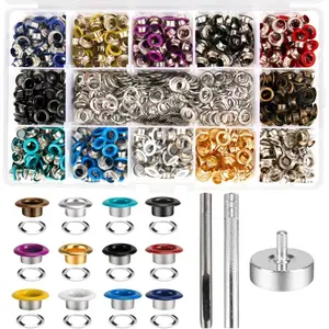600Pcs/Set 3/16 inch Metal Grommets,Multi-Color Grommets Kit,Metal Eyelets Set with 3 Pieces Installation Tool and Storage Box for DIY Shoes Clothes Crafts Bag,Halloween Party Gifts,Hand Tools Kits