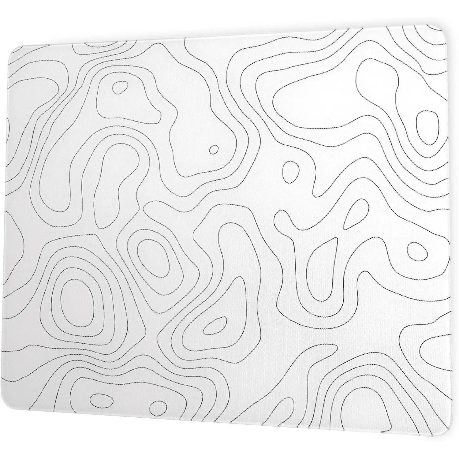 Glass Mousepad for Gaming, White Topographic Hard Gaming  pad, Professional Large  Mat 410mm*310mm, Special Glass Surface with Improved Precision and Speed