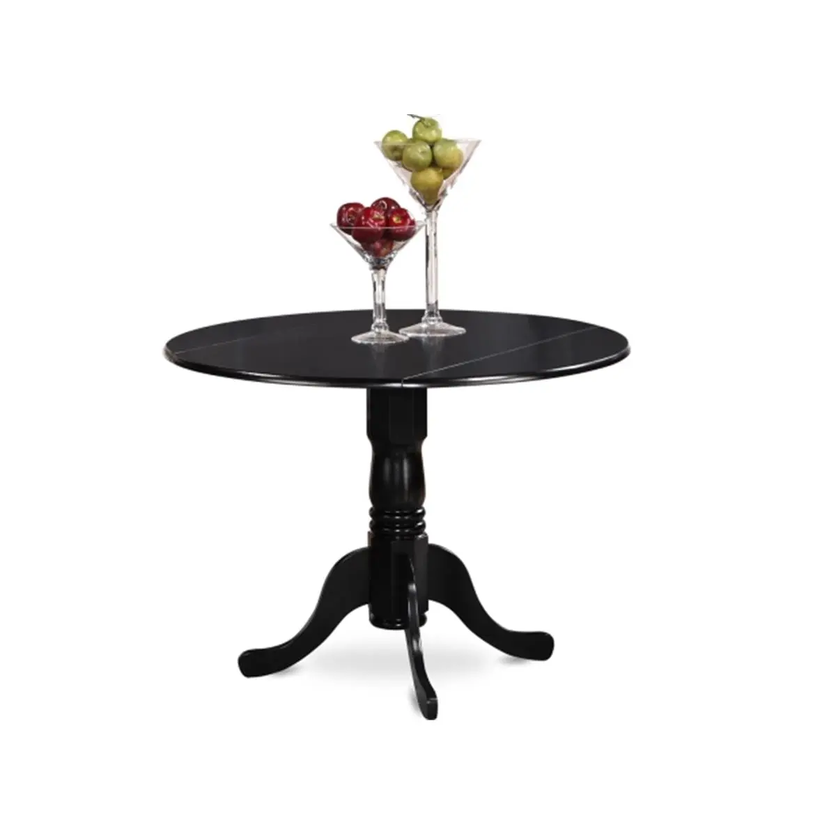 East West Furniture Dublin Solid Wood All-in-1 Expandable Dining Table - Round, 2 x 9 in Drop-Leaves, Space-Saving Kitchen Dining Surface, All-In-One Expandable Dining Tables
