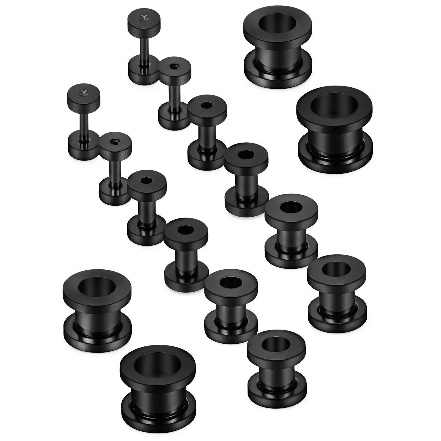 Screw Fit Ear Gauges Kit Steel Tunnel Expander Earrings Earlobe Plugs Stretching Body Set For Women Men 14g-00g 8 Pairs