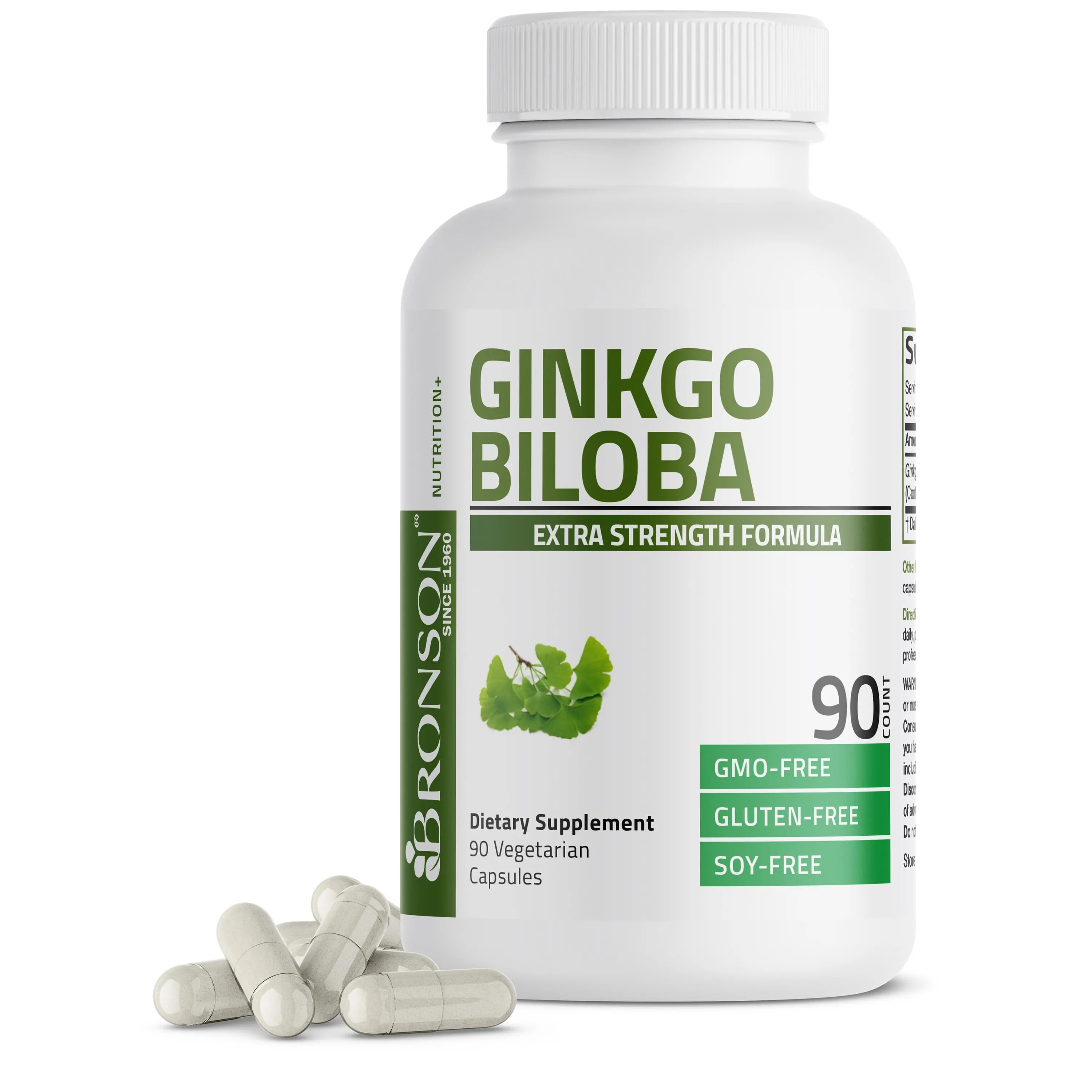 Bronson Ginkgo Biloba 500mg Extra Strength 500mg per Serving - GMO-Free, Gluten-Free, Supports Brain Function & Memory Support Dietary Supplement brain health