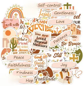 50 Pcs Christian Faith Prayer Board Stickers, Boho Inspirational Bible Verse and Jesus Quote Stickers, Religious Vision Board Supplies and Kit for Faith Journaling and Planner Use