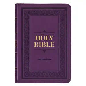 Iris Purple Faux Leather Compact King James Version Bible with Zippered Closure