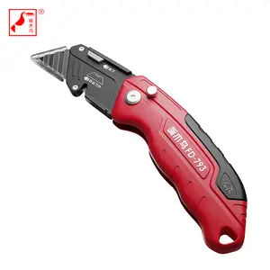 Utility Knife, Version Heavy Duty Box Cutter, Pocket Carpet knife with 10 Replaceable SK2 Black Blades, Belt Clip, Easy Release Button, Quick Change and Safety Lock-Red repair tool non-slip ergonomic handle multifunctional