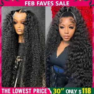 [30inch Only $118] Bling Hair Deep Wave 13x6 Lace Front Wigs Human Hair Pre Plucked 180% Density HD Transparent 13x4 Lace Frontal Wigs For Women Human Hair Lace Front Wigs Deep Curly Lace Front Wig