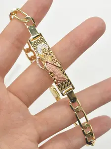 114k Gold Plated Santa Muerte Death God Bracelet, Unisex Fashion Jewelry, Elegant Jewelry Bracelet, Holiday Gift, Religious Accessory