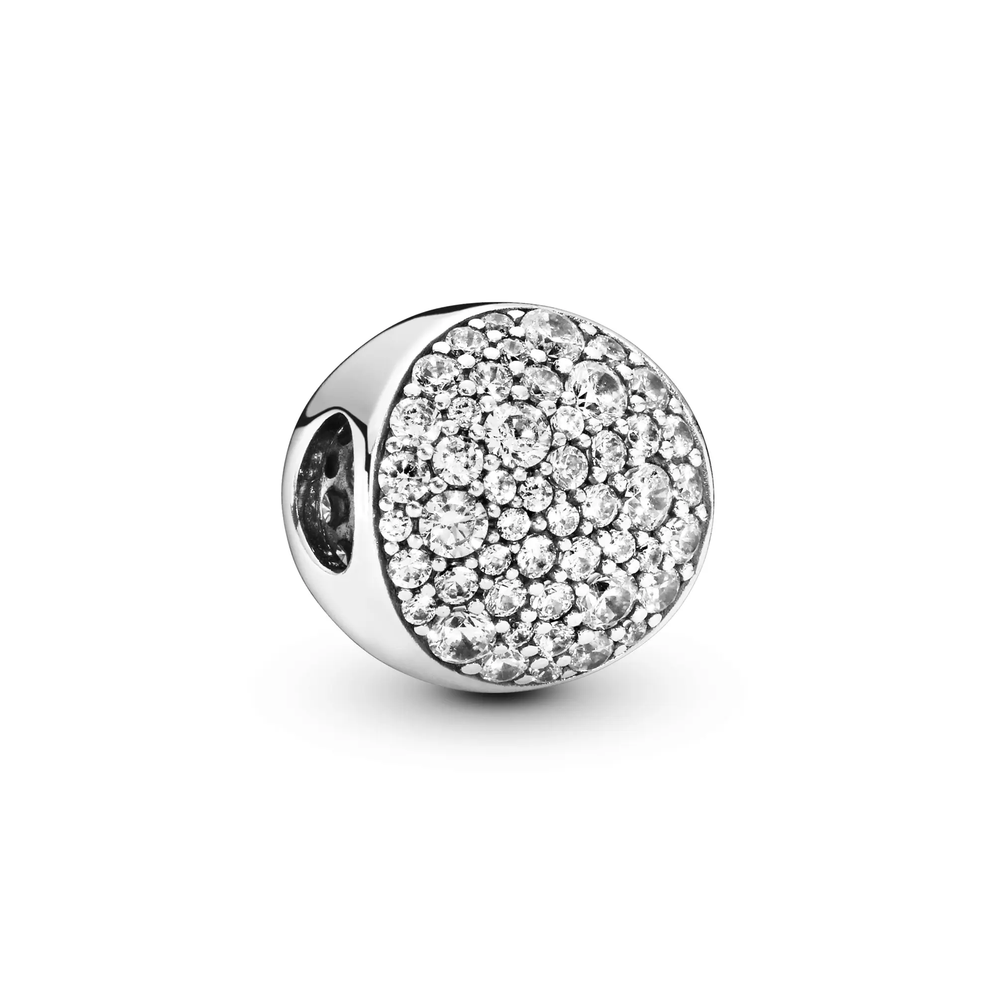 PANDORA Pave Sphere Charm, Sterling Silver with a Glittering Concave Design and CZ Stones in Varying Sizes, 797540CZ, Charms & Pendants, Reach For The Stars, All-Silver Charms & Pendants, No Warning Applicable