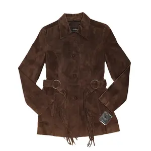 COLEBROOK & CO. CLASSICS SUEDE COAT WITH FRINGE BELT