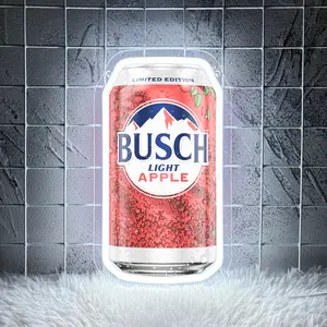 Beer Can Neon Light with Printed Apple Pattern, Wall Hanging, Neon Sign, Dimmable Glow Bar Art Neon Light, USB Powered, Suitable for Kitchen, Restaurant, Club, Man Cave, Beer Party