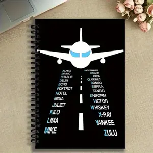 Aircraft Hard Shell Spiral Notebook, Airport Pilot Flight Planner, Plane Design, Compact Durable Cover, Perfect Gift