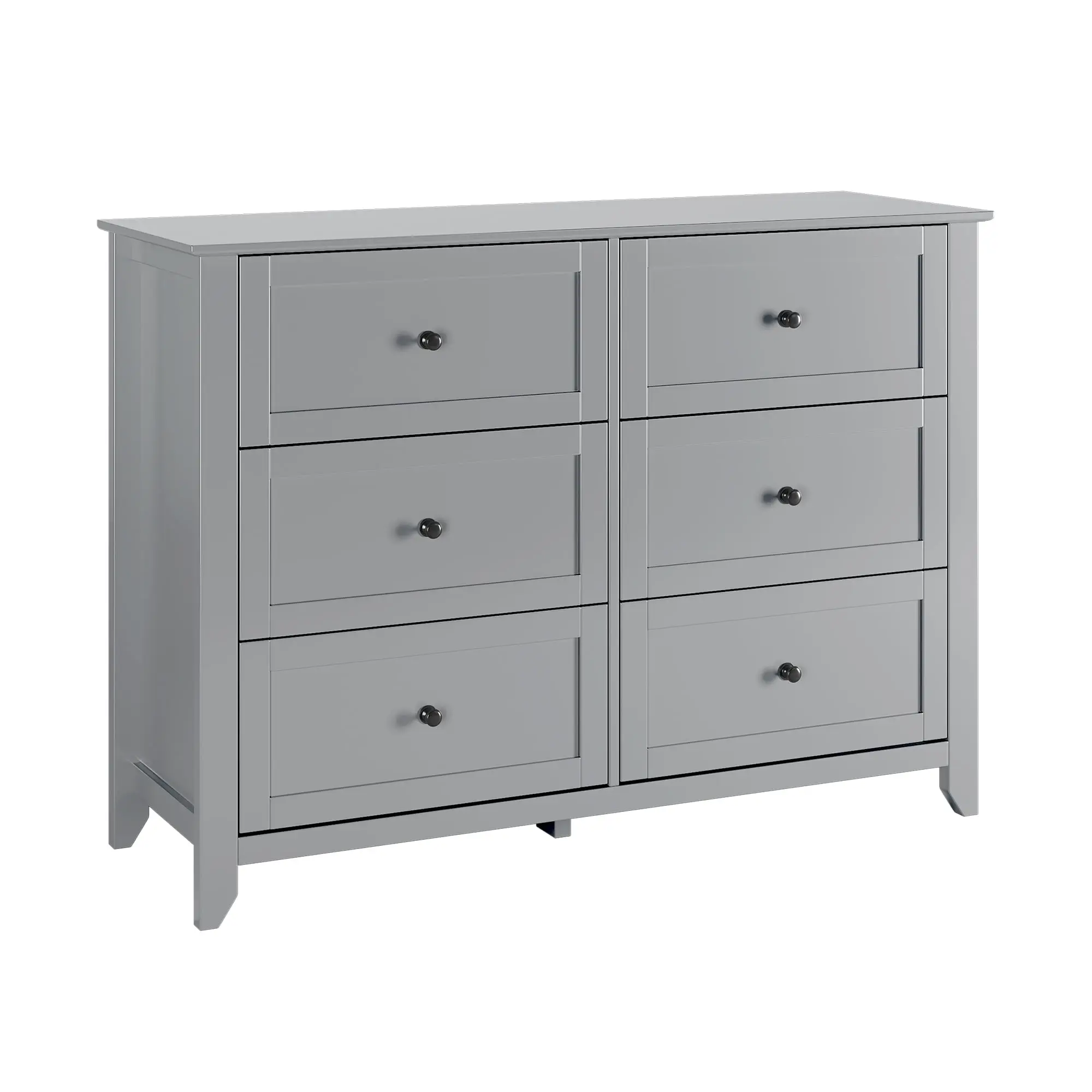 Gaomon Modern 6-Drawer Painted MDF Chest of Dressers - Gray Minimalist Sleek Credenza Storage Cabinet, Durable Indoor Furniture Organizer (Quick Setup, Assembly Required) for Bedroom, Office