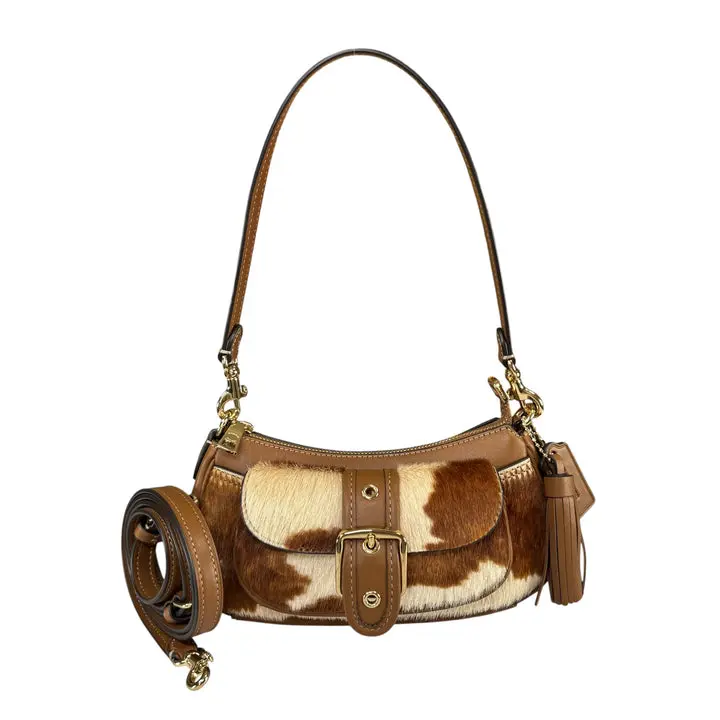 Pre-owned coach Leather / Hair Calf Mini Bags Ashton Mini Brown GHW Hair Calf 2 Way Shoulder Purse