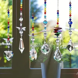 6 Piece Crystal Ball Prism Light Catcher Set, Rainbow Maker with Butterfly Decor, Home Office Garden Window Hanging Decoration Gift