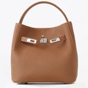 Velora Urban Bucket 2026 – Genuine Leather Designer Bucket Bag, Top Handle Shoulder & Crossbody Handbag Adjustable Strap Women's Tote