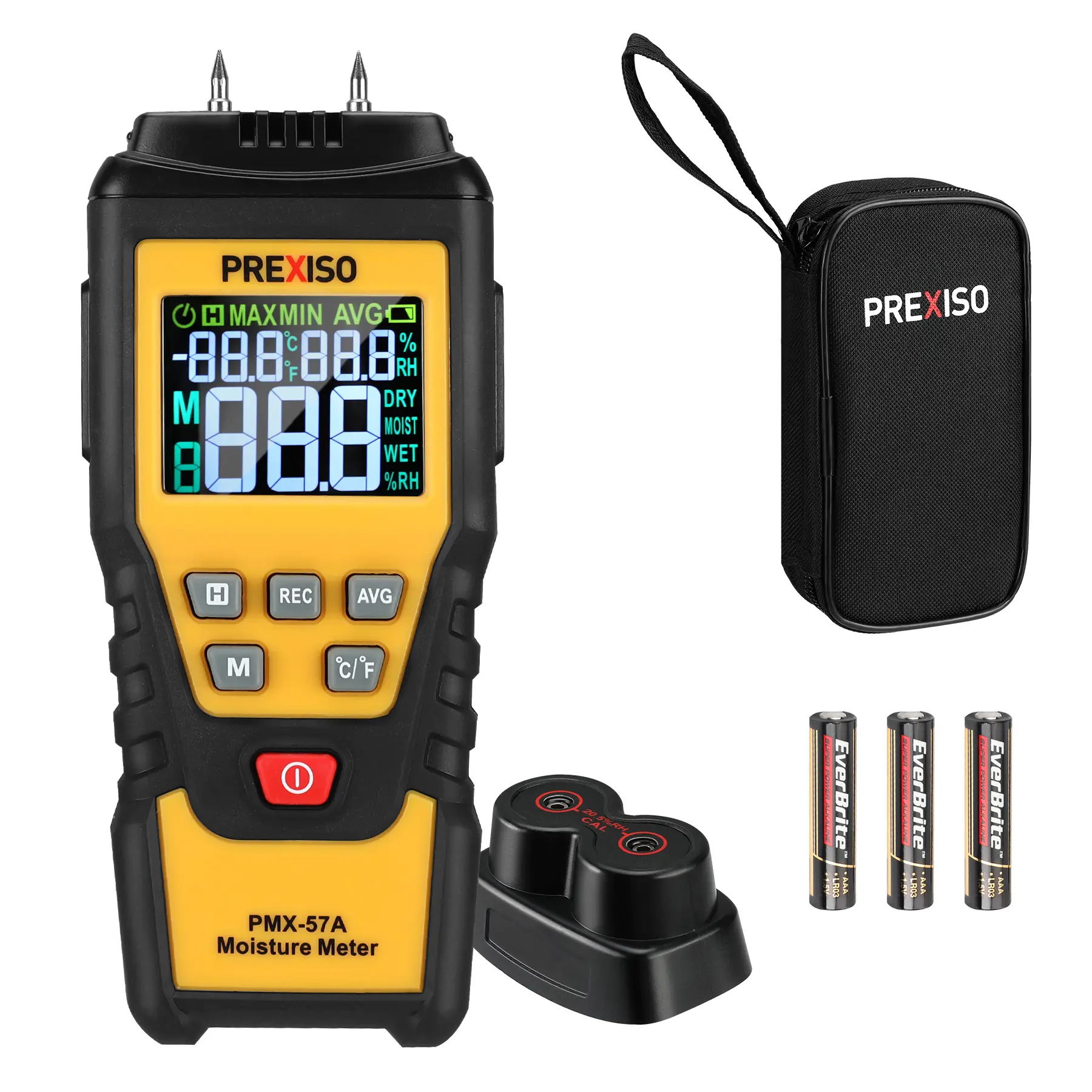 #fathersdaygift PREXISO Wood Moisture Meter - 7 in 1Digital Moisture Meter for Firewood, Woodworking, Walls, Home, Drywall, Paper, Floor - Moisture Reader, Pin-Type Water Leak Detector, Dampness Meter