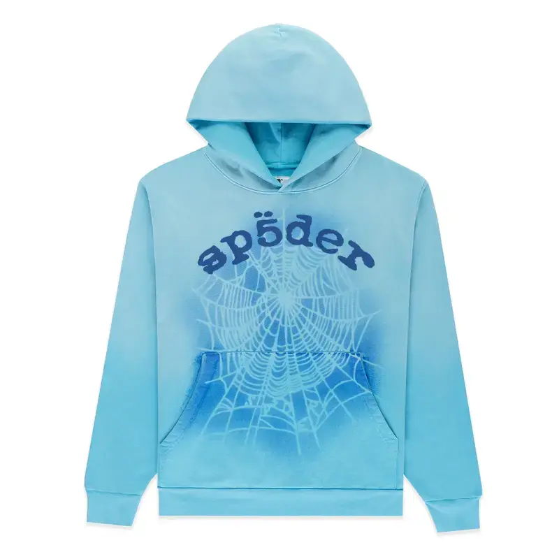 Hip Hop Spider OG Web Light Blue Y2K Hoodie & Sweatpants Set – Vintage Graphic Pullover Tracksuit, Oversized Unisex Streetwear Outfit for Men & Women, Matching Couple Casual Loungewear, Fall Winter Fashion Gift