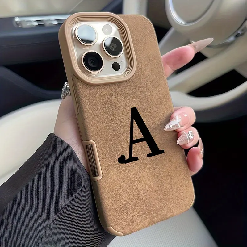 Luxury Matte Faux Sheepskin Heart Letter a Phone Case, Anti-Drop Soft Tpu Cover for iPhone 11/12/13/14 Pro Max/15 Pro/16 Plus