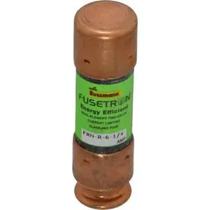 Bussmann 125 VDC, 250 VAC, 6.25 Amp, Time Delay General Purpose Fuse Fuse Holder Mount, 50.8mm OAL, 20 at DC, 200 (RMS) kA Rating, 9/16" Diam FRN-R-6-1/4